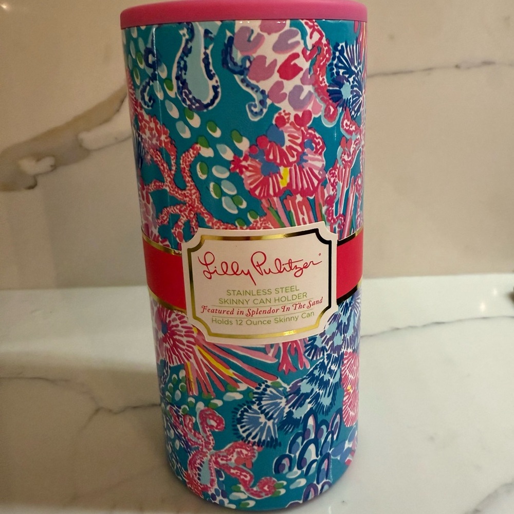 Lilly Pulitzer Colorful Stainless Steel Skinny Can Holder